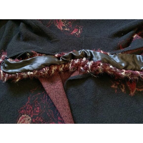 CHICO'S Sequin Beaded Cardigan Sweater Sz 3 (XL) Black/Red 3/4 Sleeve Faux Fur - Picture 11 of 16